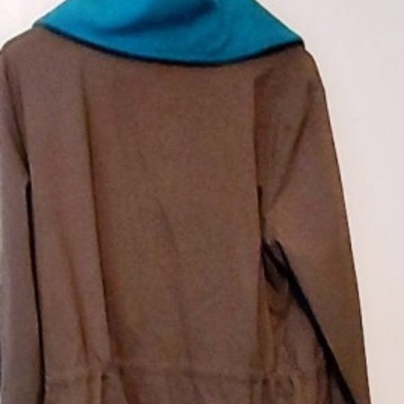 Vintage Sahalie Womans Brown Blue/Green Coat SX L Hood Snap's Pockets Zip Up - Picture 2 of 5